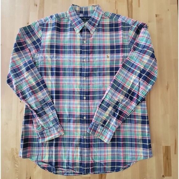 Ralph Lauren Other - Ralph Lauren Classic Fit Button Down Dress Shirt XL Plaid Red Blue Flesh Pony